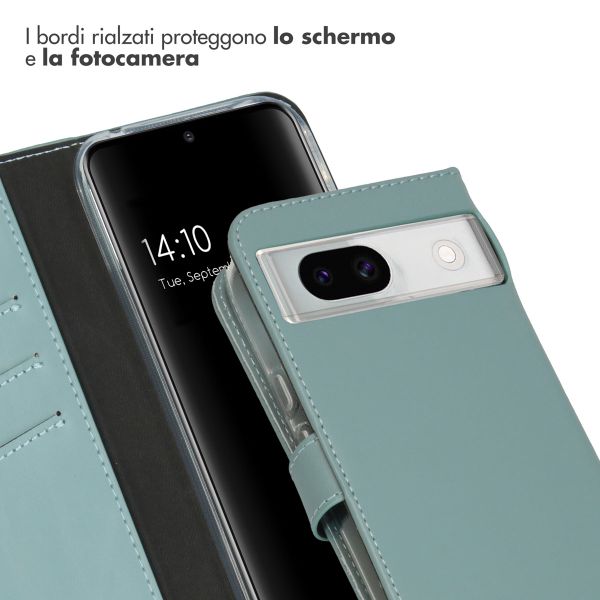 Selencia Echt Leren Bookcase Google Pixel 8a - Air Blue