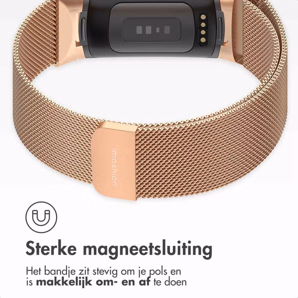 imoshion Milanees magnetisch bandje Fitbit Charge 5 - Maat M - Rosé Goud
