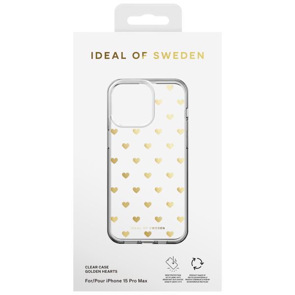 iDeal of Sweden Clear Case iPhone 15 Pro Max - Golden Hearts