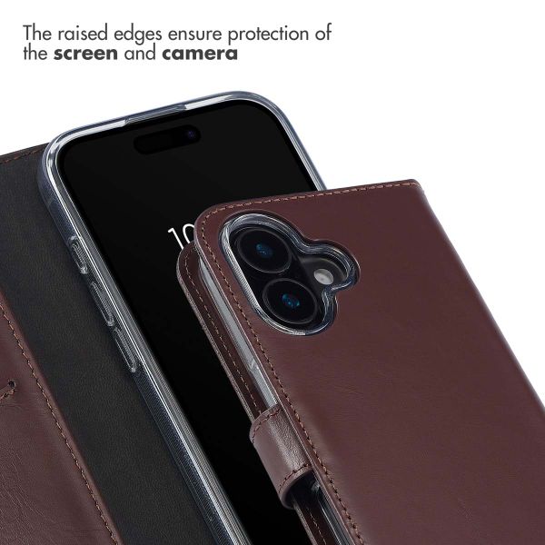 Selencia Genuine Leather Book Case Apple iPhone 16 - Brown