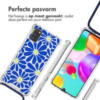 imoshion Design hoesje met koord Samsung Galaxy A41 - Cobalt Blue Flowers Connect