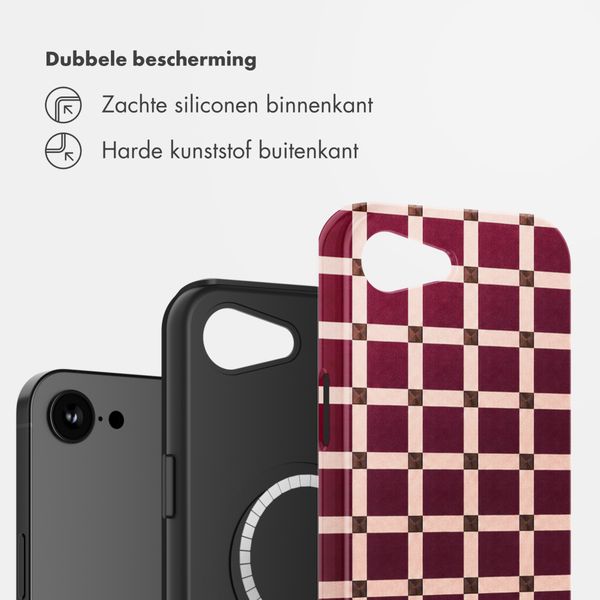 Selencia Vivid Backcover met MagSafe Apple iPhone 17e / 16e - Check This Burgundy