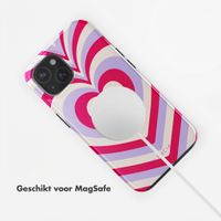 Selencia Vivid Backcover met MagSafe Apple iPhone 15 - Double Hearts Rubine Red Lilac