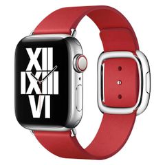 Apple Leather Band Modern Buckle Apple Watch Series 1 t/m 9 / SE (38/40/41 mm) | Series 10 (42 mm) - Maat Small - Scarlet