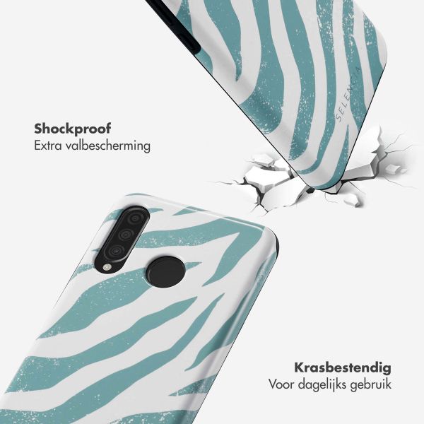 Selencia Vivid Backcover Huawei P30 Lite - Colorful Zebra Pine Blue