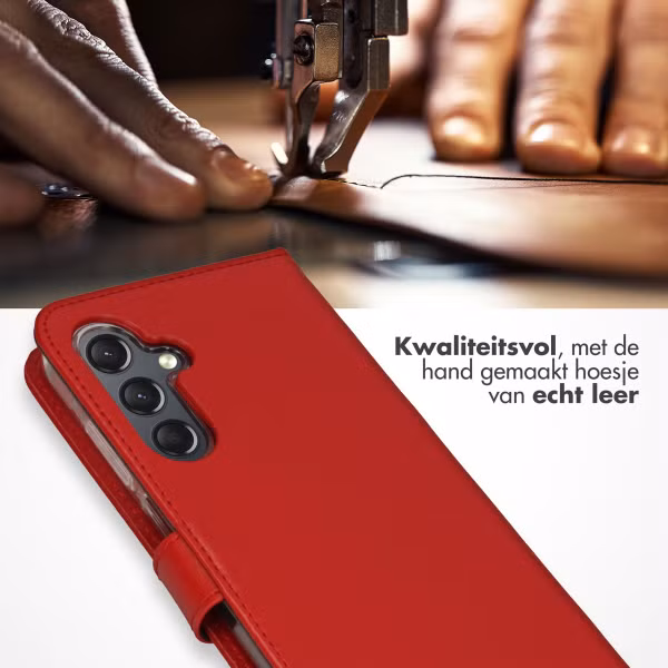 Selencia Echt Leren Bookcase Samsung Galaxy A25 (5G) - Rood