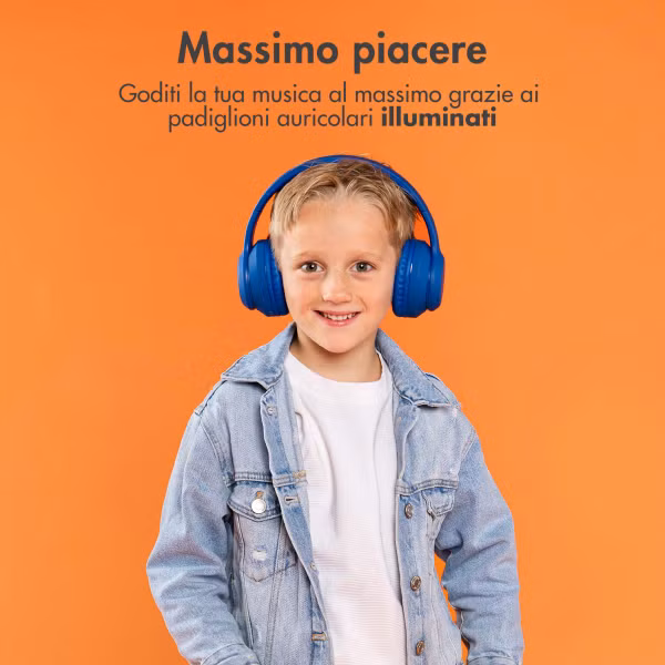 imoshion Draadloze Kinderkoptelefoon LED Light - Decibelbegrenzer - Met AUX kabel - Cobalt Blue