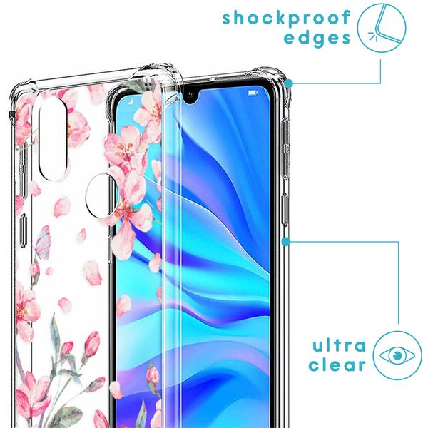 imoshion Design hoesje met koord Huawei P30 Lite - Bloem - Roze