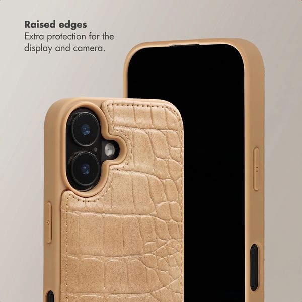 Selencia Nova Croco Phone Case with Cord and Card Holder Apple iPhone 16 - Toasted Almond