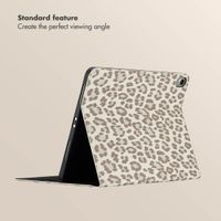 Selencia Sabi Bookcase with Leopard Print Apple iPad Air 11 inch (2026) M4 / (2025) M3 / (2024) M2 / Air 5 (2022) / Air 4 (2020) - Soft Ivory