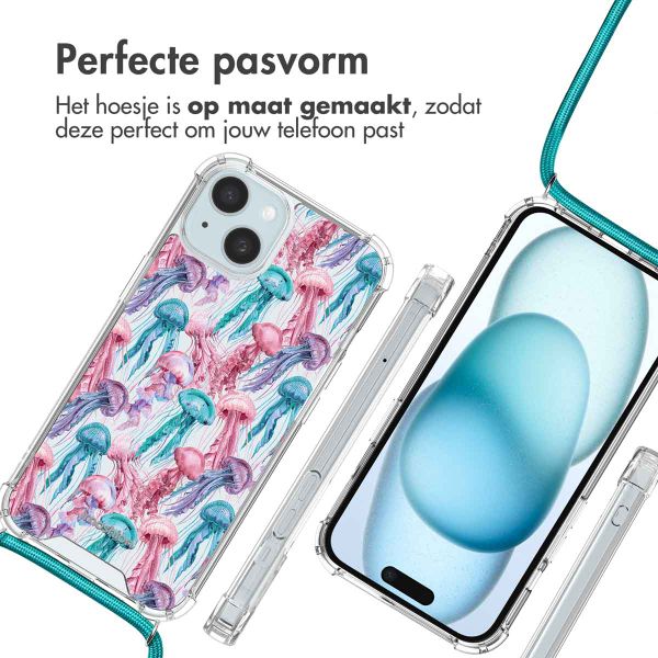 imoshion Design hoesje met koord Apple iPhone 15 - Jellyfish Watercolor