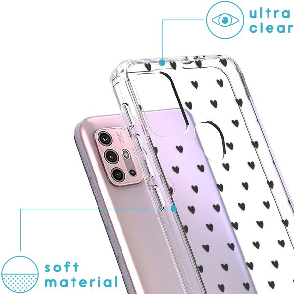 imoshion Design hoesje Motorola Moto G30 / G20 / G10 (Power) - Hartjes - Zwart