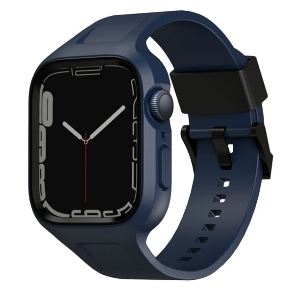 Uniq Monos 2-in-1 Apple Watch bandje met Hybrid Case Apple Watch 4 t/m 9 / SE (44/45 mm) - Marine Blue