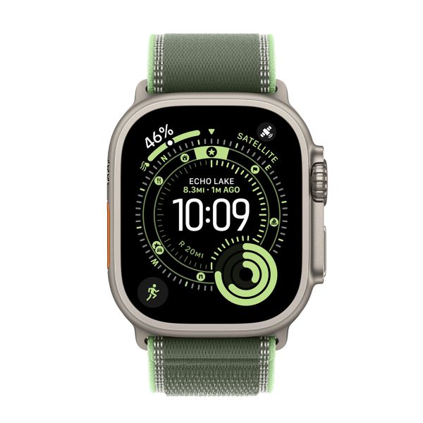 Apple Trail Loop Band Apple Watch Series 1 t/m 11 / SE / Ultra (44/45/46/49 mm) - Maat M/L - Neon / Green Black Titanium