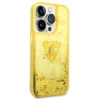 Guess Liquid Glitter Backcover Apple iPhone 14 Pro - Geel
