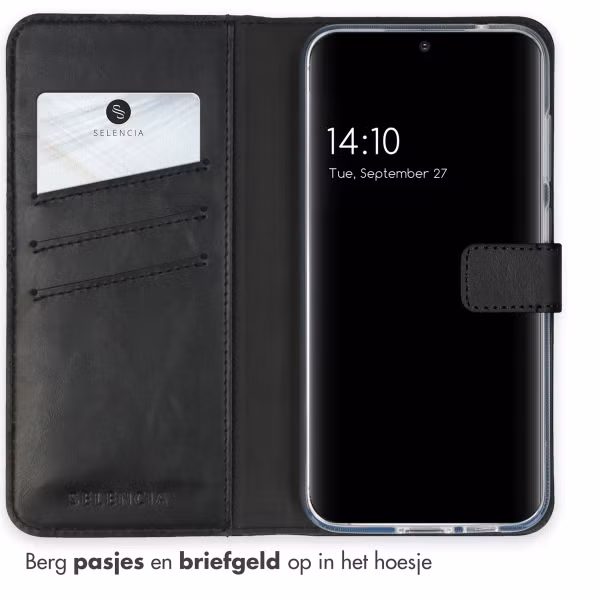 Selencia Echt Leren Bookcase Samsung Galaxy S23 FE - Zwart