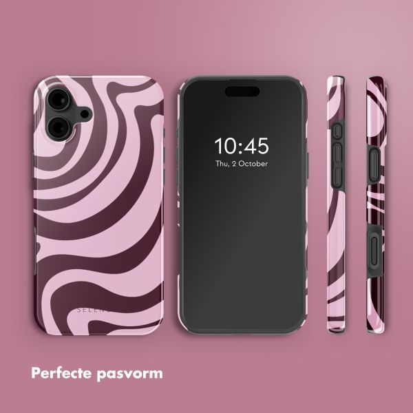 Selencia Vivid Tough Backcover met MagSafe iPhone 16 - Wavy Swirl Pink Plum