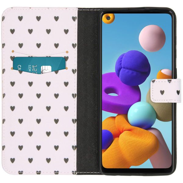 imoshion Design Softcase Bookcase Galaxy A21s - Hearts Allover White