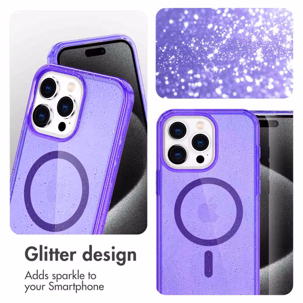 imoshion Sparkle Backcover met MagSafe Apple iPhone 15 Pro - Glitter Paars
