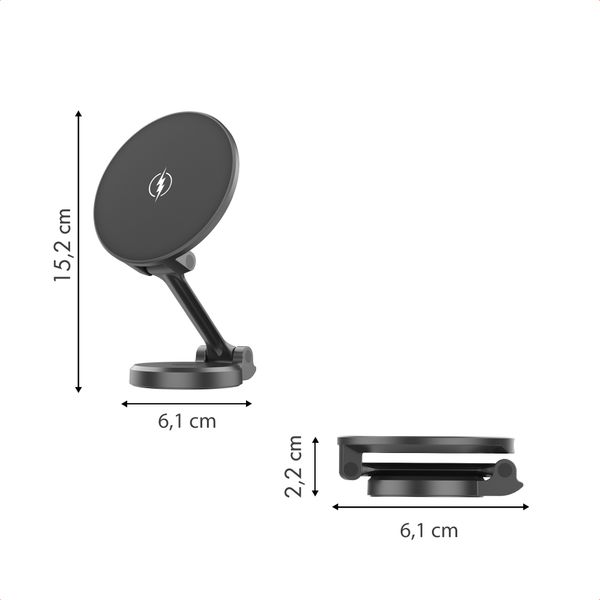 imoshion Telefoonhouder auto met MagSafe - Draadloze oplader - Dashboard - Zwart