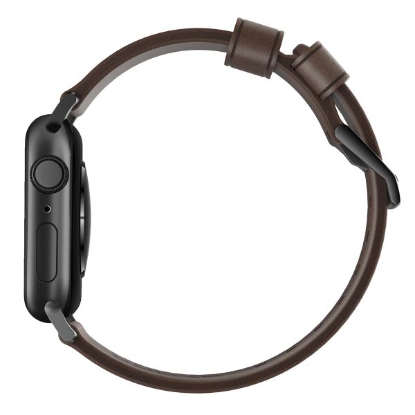 Nomad Modern Band van leder Apple Watch Series 1 t/m 9 / SE (38/40/41 mm) | Series 10 (42 mm) - Bruin/Zwart