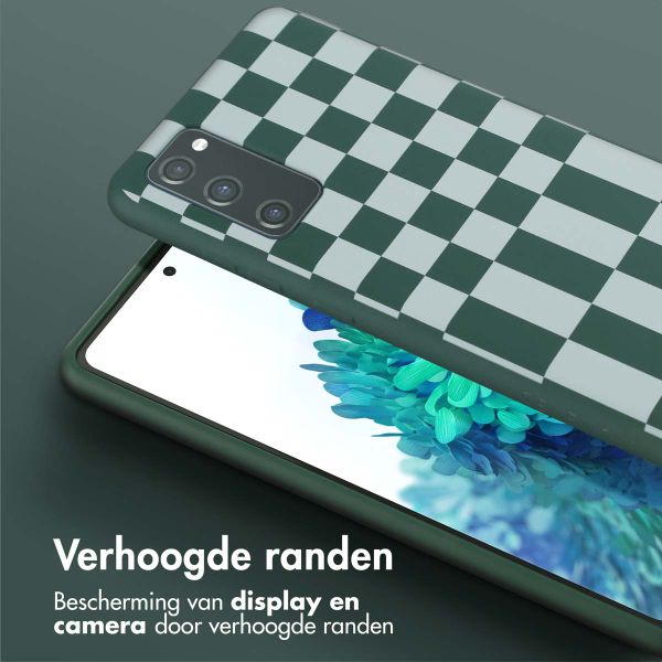 Selencia Siliconen design hoesje met afneembaar koord Samsung Galaxy S20 FE - Irregular Check Green