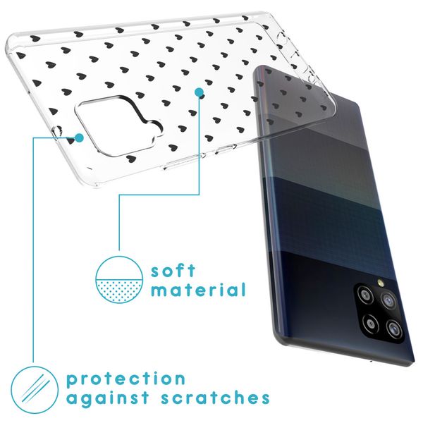 imoshion Design hoesje Samsung Galaxy A42 - Hartjes - Zwart