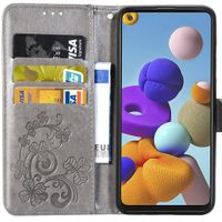 Klavertje Bloemen Bookcase Samsung Galaxy A21s - Grijs