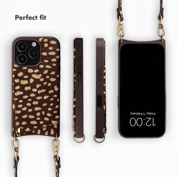 Selencia Nova Real Leather Back Cover with Card Holder Apple iPhone 16 Pro - Fawn Chic