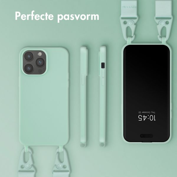 Selencia Siliconen hoesje met afneembaar koord Apple iPhone 14 Pro Max - Turquoise