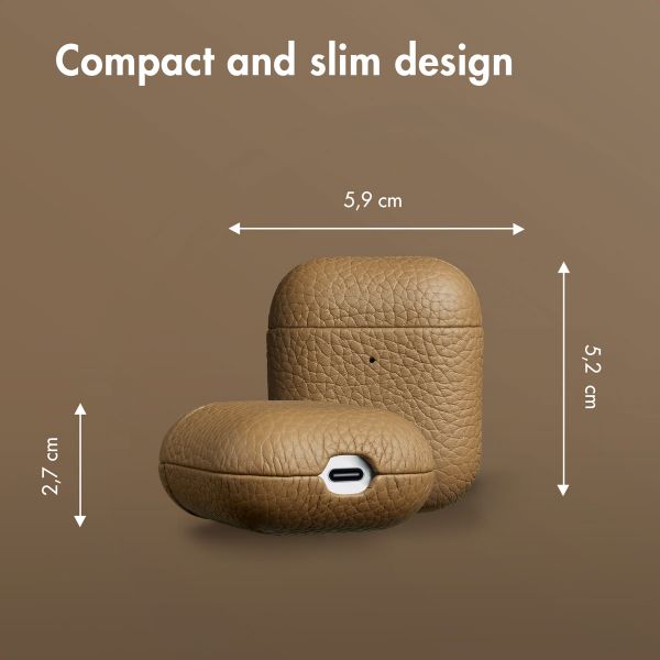 Accezz Genuine leather case  Apple AirPods 1 / 2 - Taupe