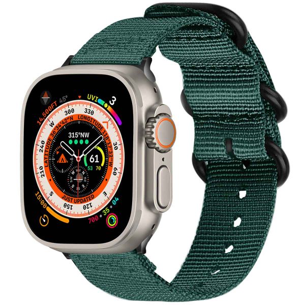 imoshion Nylon bandje Apple Watch Series 1-10 / SE / Ultra (2) - 42/44/45/46/49 mm - Donkergroen