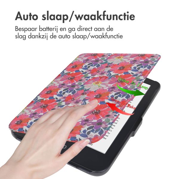 imoshion Design Slim Hard Case Bookcase Kobo Clara 2E / Tolino Shine 4 - Flower Watercolor