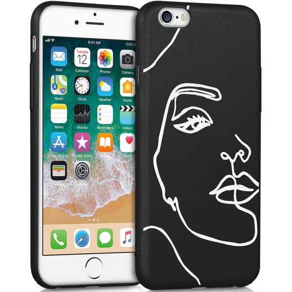 imoshion Design hoesje iPhone 6 / 6s - Abstract Gezicht - Wit / Zwart