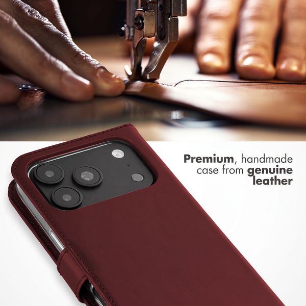 Selencia Genuine Leather Book Case Apple iPhone 18 Pro / 17 Pro - Burgundy
