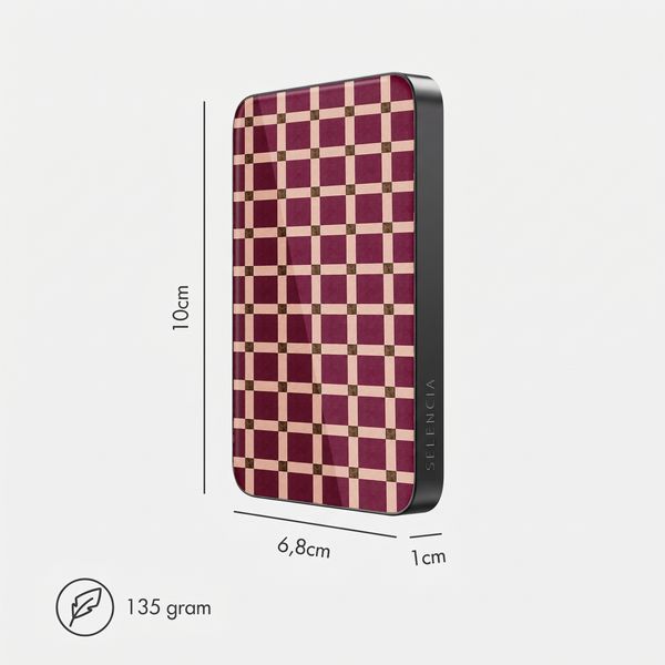 Selencia Vivid Powerbank 5.000 mAh - Draadloze Powerbank - MagSafe en Qi - Black / Check This Burgundy