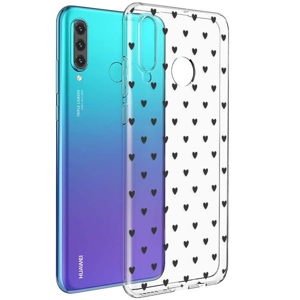 imoshion Design hoesje Huawei P30 Lite - Hartjes - Zwart