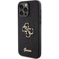 Guess 4G Metal Logo Glitter Backcover iPhone 15 Pro Max - Zwart