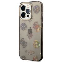 Guess Peony Glitter Backcover iPhone 14 Pro - Zwart