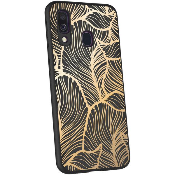 imoshion Design hoesje Samsung Galaxy A40 - Bladeren / Zwart