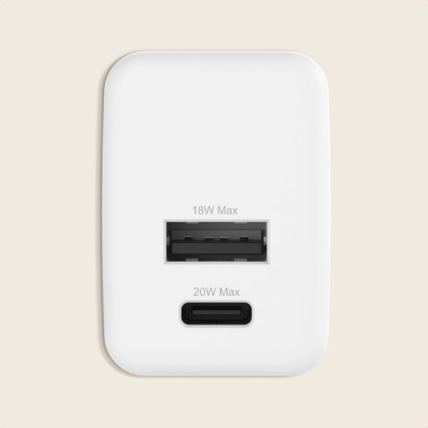 imoshion Wall Charger - Oplader - USB-C en USB aansluiting - Power Delivery - 20 Watt - Wit