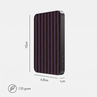 Selencia Vivid Powerbank 5.000 mAh - Draadloze Powerbank - MagSafe en Qi - Black / Bonbon Stripe Blueberry