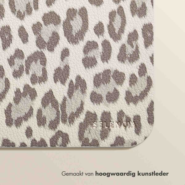 Selencia Sabi Kunstleren Muismat met Panterprint - 20 x 24 cm - Soft Ivory