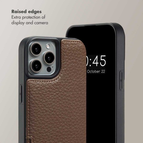 Selencia Nova Phone Case with Cord and Card Holder Apple iPhone 15 Pro - Mocha Brown