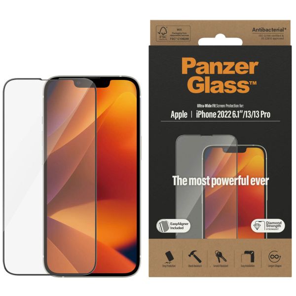 PanzerGlass Ultra-Wide Fit Anti-Bacterial Screenprotector incl. applicator iPhone 14