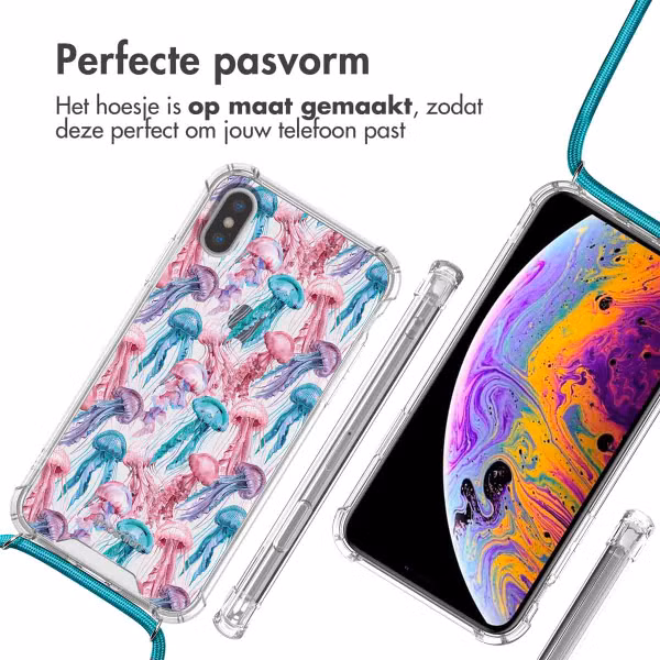 imoshion Design hoesje met koord Apple iPhone X / Xs - Jellyfish Watercolor