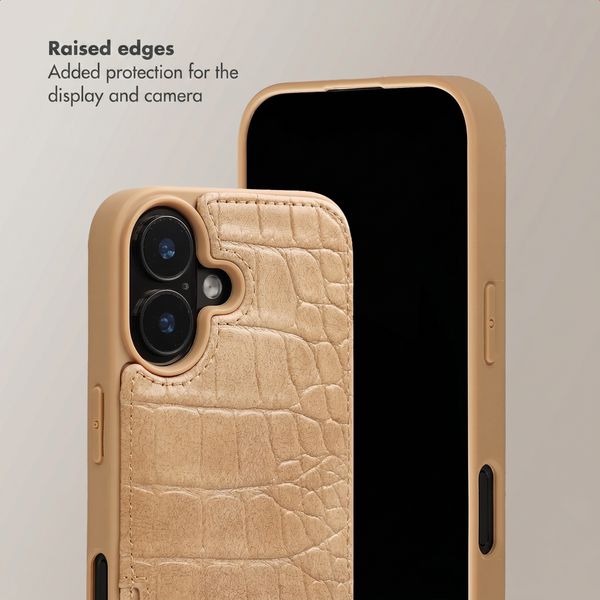 Selencia Nova Croco Phone Case with Cord and Card Holder Apple iPhone 17 - Toasted Almond
