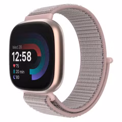 imoshion Nylon bandje met klittenbandsluiting Fitbit Versa 4/ 3 / Sense (2) - Roze