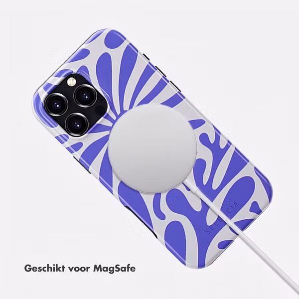 Selencia Vivid Backcover met MagSafe Apple iPhone 16 Pro Max - Modern Bloom Sapphire Blue