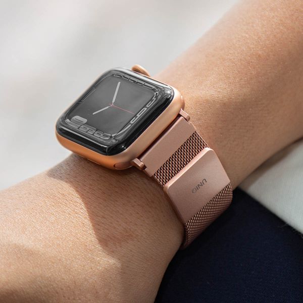 Uniq Dante Mesh Milanese stalen bandje Apple Watch Series 1 t/m 9 / SE (38/40/41 mm) | Series 10 (42 mm) - Rose Gold